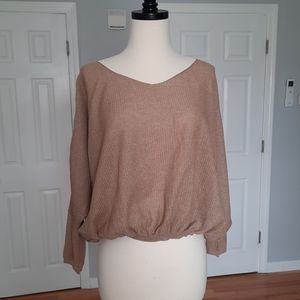 Sheer shimmery gold tone top